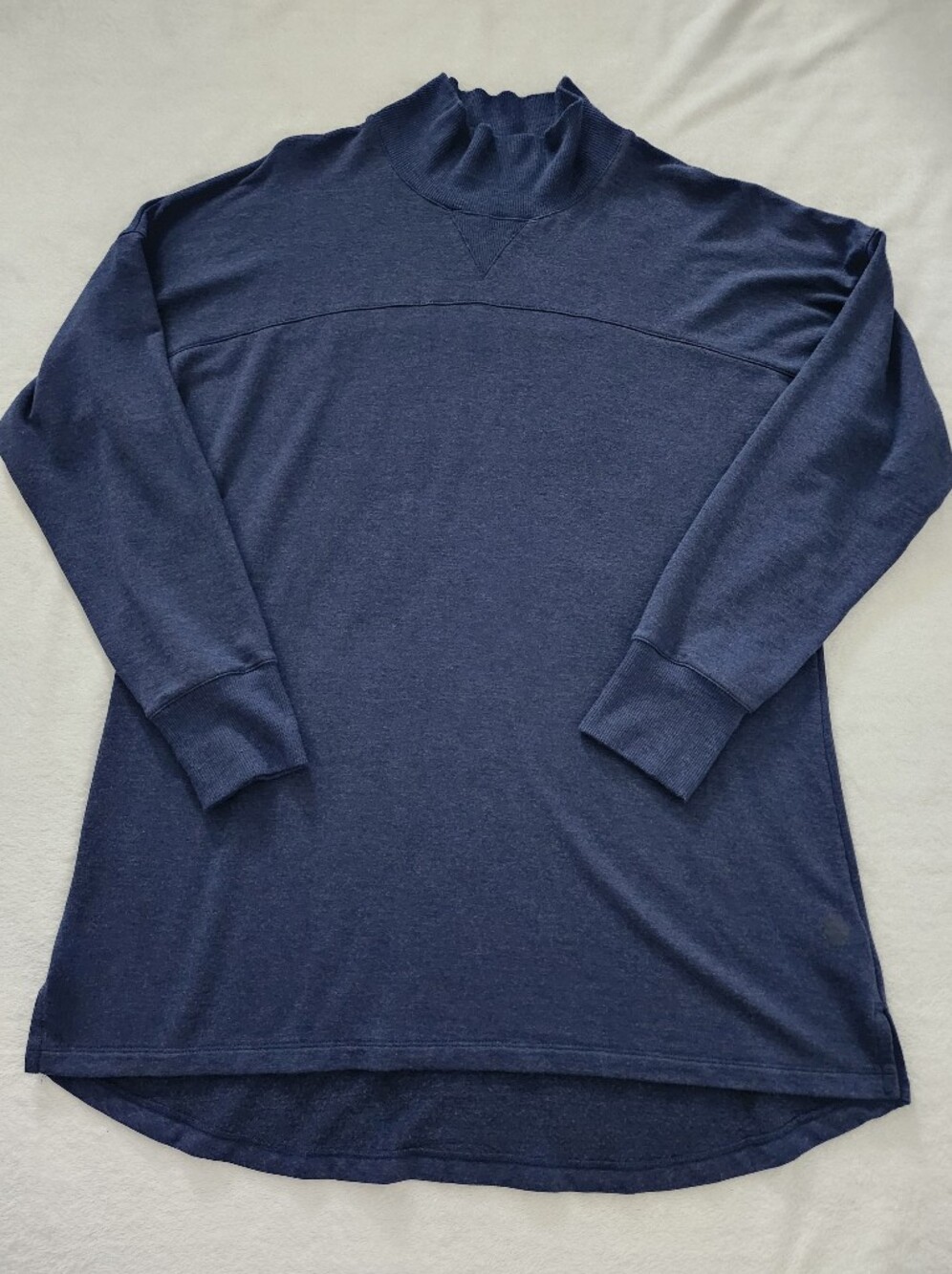 L.L. BEAN Women's Softflex Mockneck Pullover Sweater Heathered Blue Size XL